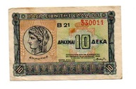 Grecja.Grecki banknot 10 drachm 1940