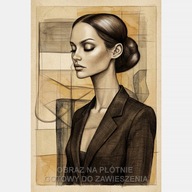 Kobieta portret vintage szkic brąz beż obraz na płótnie 55x80 do salonu art