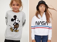 H&M 2 bluzy bluza NASA cekiny Mickey Myszka Miki 8-10