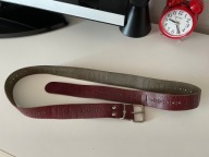 Bordowy brązowy ażurowy pasek wężowe wzór vintage