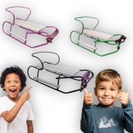 SANKI POLSKIE METALOWE DREWNIANE BASIC Z OPARCIEM + PODNÓŻKI DLA DZIECI