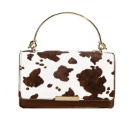 Elegancka torebka krowa motyw krowy w ciapy złote dodatki