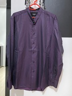 O Koszula Maesrto bawełna fiolet poprzeczne subtelne paski stójka L