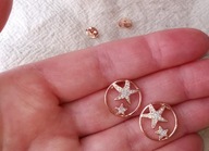 Kolczyki srebrne pozłacane rozgwiazdy z cyrkoniami