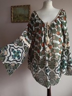 WŁOSKA swobodna TUNIKA lekka z koronką boho 42/44