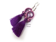 FIOLETOWE KOLCZYKI SUTASZ chwost 100% hand made