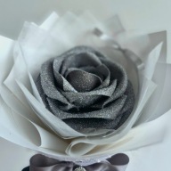Wieczna Srebrna róża, lśniąca duża róża, prezent Bogato zdobiona unikat