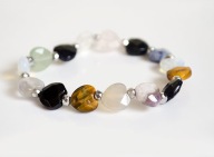 Naturalny KRYSZTAŁ GÓRSKI Sodalit Awenturyn Onyks Serduszko bransoletka