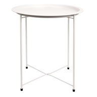 Stolik przystawny biały metalowy okrągły z tacą 2w1 loft 47x51