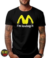 KOSZULKA MĘSKA Z NADRUKIEM I'M LOVING IT CZARNY ŚMIESZNA L