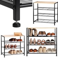 SZAFKA NA BUTY OBUWIE REGAŁ PÓŁKA CZARNA WĄSKA WYSOKA METALOWA STOJAK LOFT