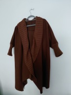 Brązowy damski płaszcz z dzianinowym wykończeniem 40, 42