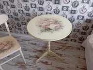 MALOWANY OKRĄGŁY STÓŁ STOLIK RÓŻE, SHABBY CHIC