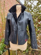 kurtka eko skóra skórzana ekologiczna zamek futerko kwiaty r. 38