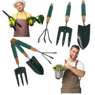 ZESTAW NARZĘDZI OGRODNICZYCH RĘCZNE NARZĘDZIA ŁOPATKA GRABKI WIDEŁKI 3 SZT