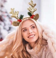 Opaska Świąteczna Uszy Rogi Renifera / Kostium Strój Karnawałowy / 2szt