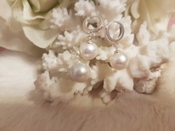 Białe perły naturalne , perła Edison - srebrny komplet 925 próba