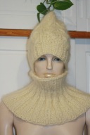 KOMPLET CZAPKA golf L RĘKODZIEŁO MOHER ecru