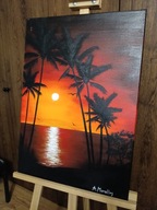 Obraz akrylowy „Tropikalny Zachód Słońca” – unikat – dar na aukcję WOŚP
