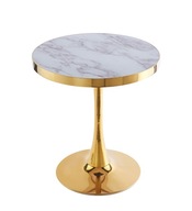 Stół okrągły biały marmur złoty średnica 70 cm