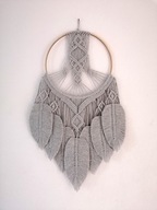 Łapacz snów Szary Makrama ścienna piórka Boho