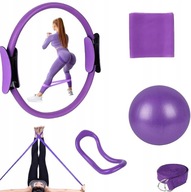 ZESTAW KÓŁEK PILATES Z TAŚMAMI OPOROWYMI DO ĆWICZEŃ FIOLETOWY