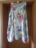 Sukienka XL made in Italy w kwiaty bez rękawów len/bawełna przewiewna