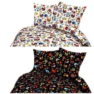 pościel bawełna lux 220x240 + 2x70x80 zamek B 267 DUO kogucik biały/czarny