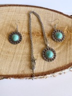 Naszyjnik kolczyki Boho Turkus komplet biżuterii