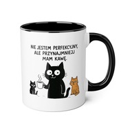 KUBEK DO PRACY NA KAWĘ KOT KSIĄŻKI KOTY PERFEKCYJNY BLACK