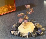 BRANSOLETKA NIEBIESKA Z LAZURYTU LAPIS LAZULI I DRZEWKO SZCZĘŚCIA AMETYST