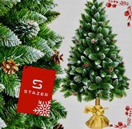 CHOINKA na Pniu Sztuczna JAK ŻYWA Zielona Gęsta Świąteczna Ośnieżona 180 cm