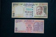 Banknot Indie 500,10 rupees 2014,2010 rok !!!