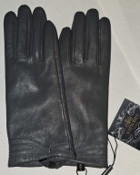 SZARE SKÓRZANE RĘKAWICZKI DAMSKIE, L