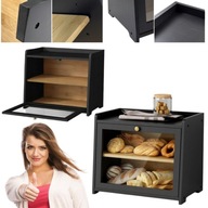 CHLEBAK DREWNIANY CZARNY DUŻY BAMBUSOWY DWUPOZIOMOWY DO CHLEBA TODOMI