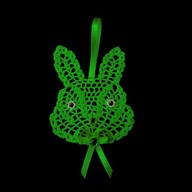 Zawieszka ozdoba szydełkowa zajączek 9x11cm zielona (Z222)(2)