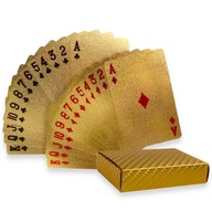 Złote KARTY Talia Do Gry W Poker Black Jack Wodoodporne Gold Plastikowe
