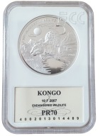 10 FRANC 2007 KONGO LAMPART GEPARD POSREBRZANA PROOF GCN PR70