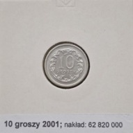 *P[0704] POLSKA 10 groszy 2001 III Rzeczpospolita Orzeł (heraldyka) *Holder