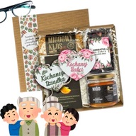 ZESTAW WSPÓLNY PREZENT NA DZIEŃ BABCI DZIADKA HERBATA MIÓD UPOMINEK PUDEŁKO