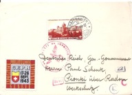GENERALNE GUBERNATORSTWO -PIONKI/RADOM -karta -obieg 1943 ze SZWAJCARIA