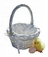 KOSZYK WIELKANOCNY WIKLINOWY BIAŁY 23 CM–DEKORACYJNY KOSZYCZEK DO ŚWIĘCONKI