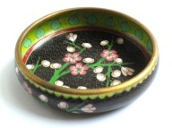 Miseczka cloisonne emalia na mosiądzu kwiat wiśni Chiny Japonia
