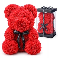 MIŚ Z PŁATKÓW RÓŻ XXL 40cm CZERWONY DLA DZIEWCZYNY PREZENT NA WALENTYNKI