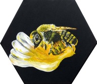 Pszczoła miód obraz malowany ręcznie Anpi prezent 30x30 /75PatrykMit