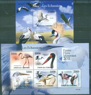 PTAKI. BOCIAN. UNION COMORES. Mi Bl+ark.A**2011r.