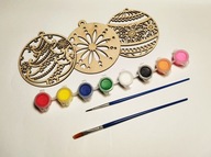 Pokoloruj zestaw 3 bombek, drewniane 9cm na choinkę - baza do DIY + farbki