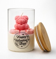 Ręcznie robiona ŚWIECA ZAPACHOWA RÓŻOWY MIŚ prezent na Walentynki wanilia