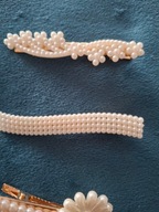 Spinka MINI błyszcząca perłaBIAŁAplastikowe KSIĘŻNICZKA VINTAGE ELEGANCKA