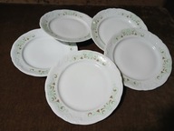 WAŁBRZYCH FRYDERYKA 5 TALERZY PŁYTKICH STARA PORCELANA VINTAGE PRL lata 70